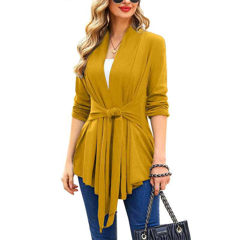 ACEVOG Drape Cardigan Long Sleeved  Basic Irregular Hem Solid Dusters Lightweight Sweater