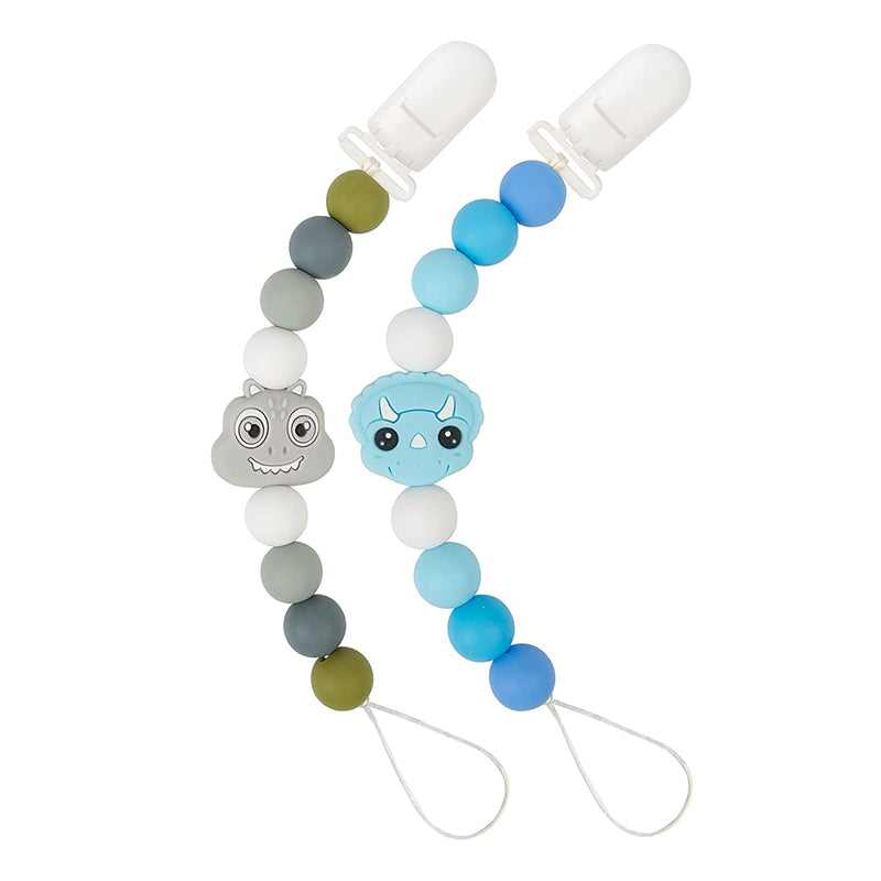 ALVABABY Pacifier Clips Silicone Pacifier Holder Teething Pacifier Clips for Binky Teether Toys Soothie 2 Pack