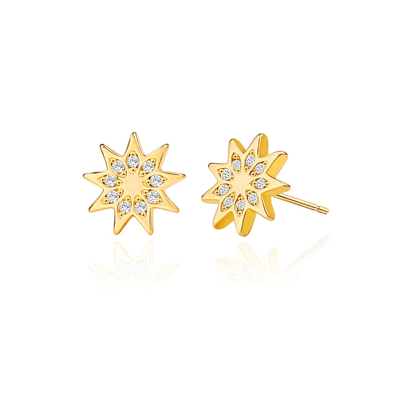 Aobei Pearl 18K Gold Circle Stud Earrings Small Round Hoop Post Stud
