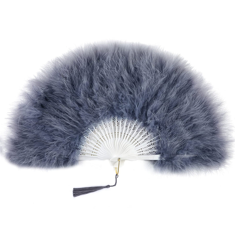 BABEYOND Roaring 20s Vintage Style Folding Handheld Flapper Marabou Feather Hand Fan