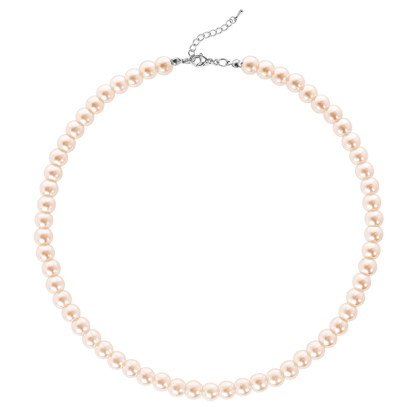 BABEYOND Round Imitation Pearl Necklace Wedding Pearl Necklace for Brides