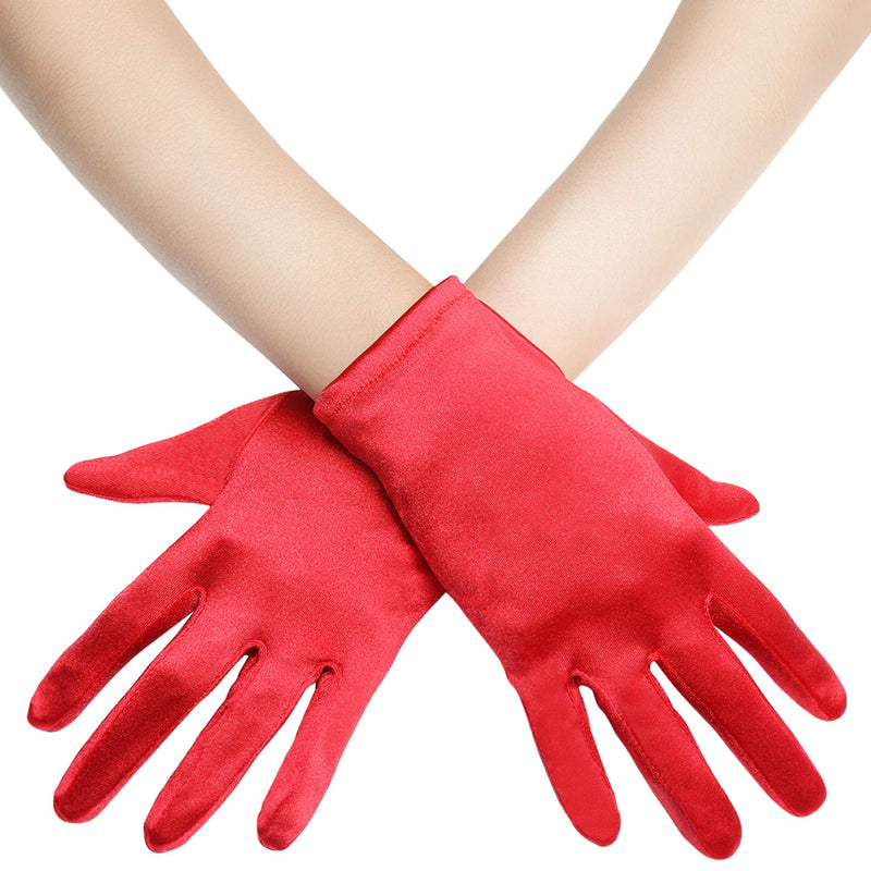 BABEYOND Short Opera Satin Gloves Wrist Banquet Gloves Tea Party Dancing Gloves