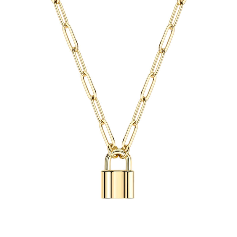 BOUTIQUELOVIN Dainty Lock Necklace for Women | Paperclip Chain Lock Pendant Necklace