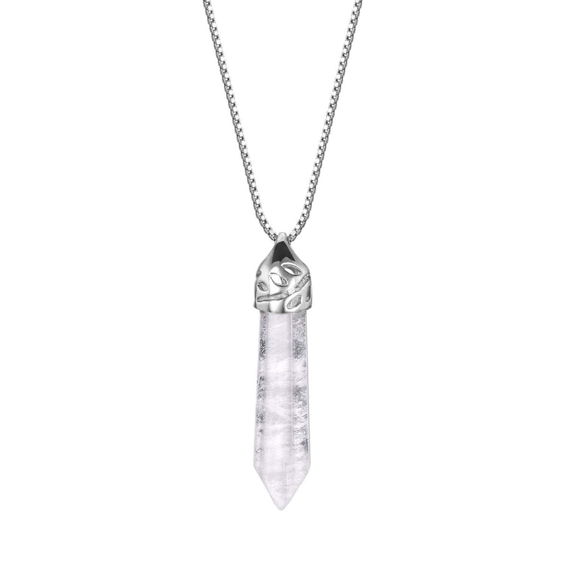 BOUTIQUELOVIN Hexagonal Natural Quartz Stone Pendant Healing Crystal