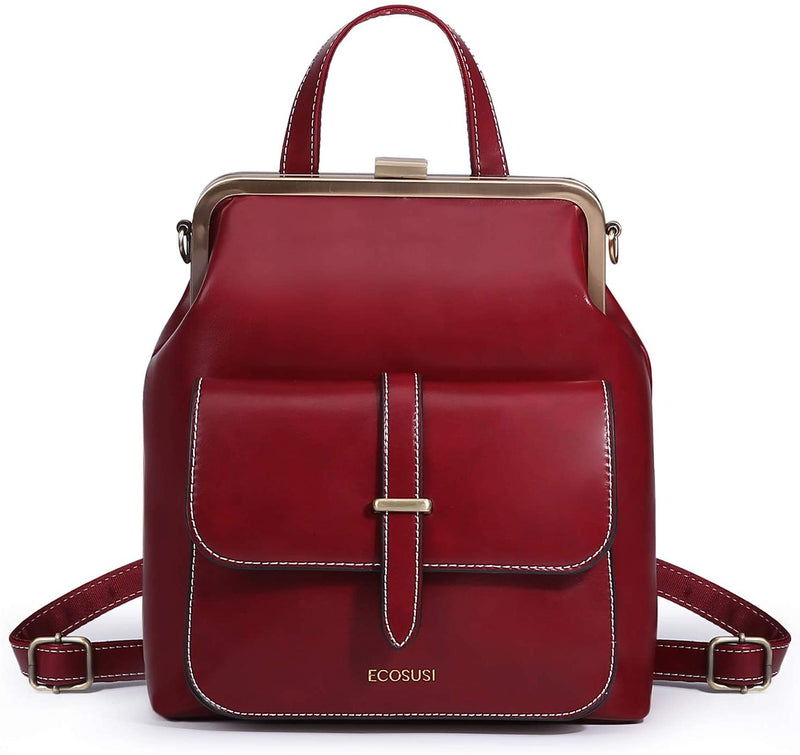 ECOSUSI Small Backpack Purse PU Leather Mini Backpack Travel Casual Ladies Shoulder Bag