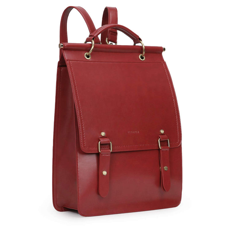 ECOSUSI Vegan Leather Backpack Women Vintage Laptop Bookbag College School Rucksack Bag for 14 inches Laptop