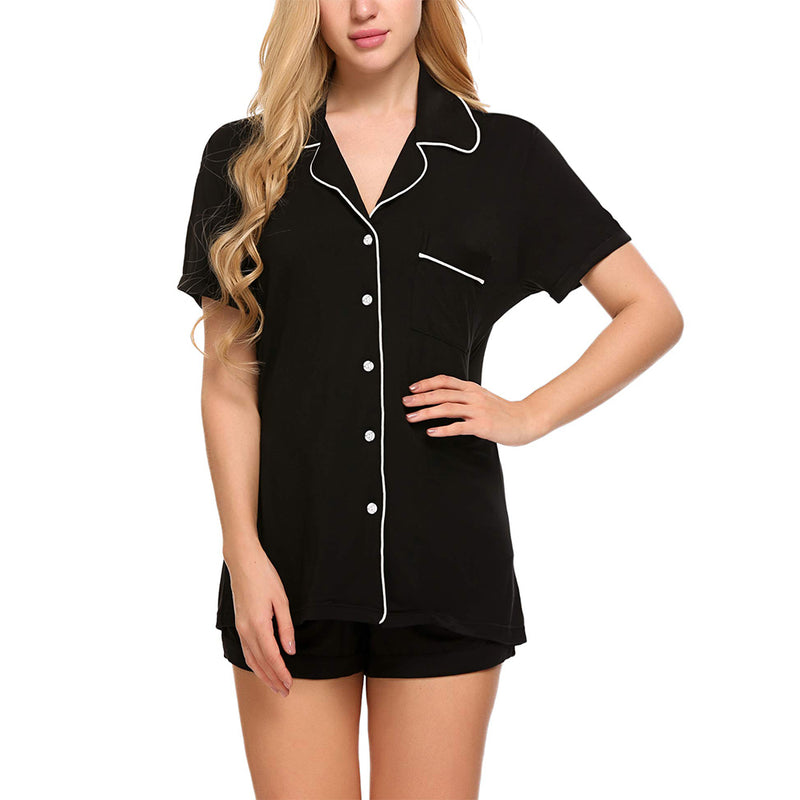 Ekouaer Pajamas Set Short Sleeve Sleepwear Womens Button Down Nightwear Soft Pj Lounge Sets