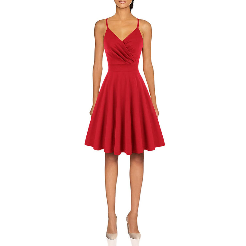 GRACE KARIN Sleeveless Solid Floral A-Line Cocktail Swing Dress