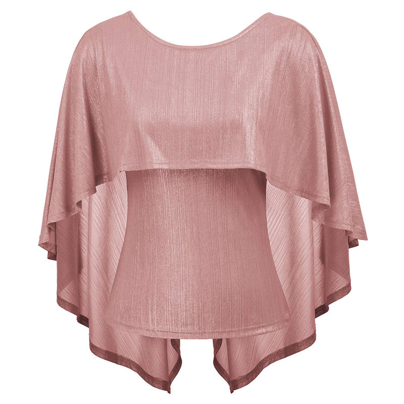GRACE KARIN Women’s Sexy Backless High Stretchy Irregular Drape Cape Blouse Top