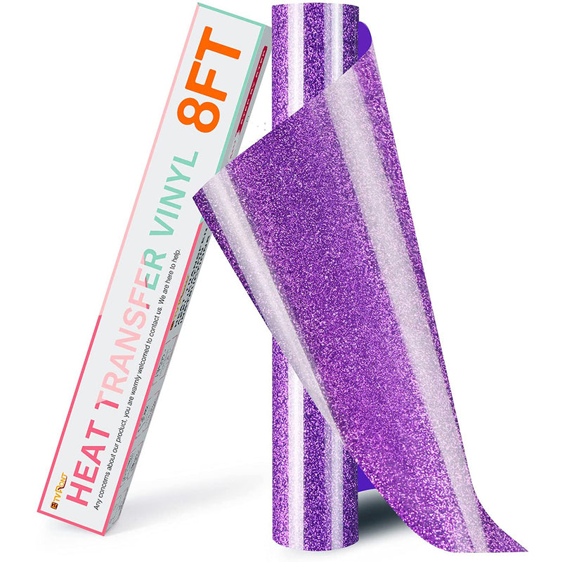 HTVRONT Glitter HTV Heat Transfer Vinyl Rolls - 10" x 8ft Glitter HTV Vinyl for Shirts, Glitter Iron on Vinyl