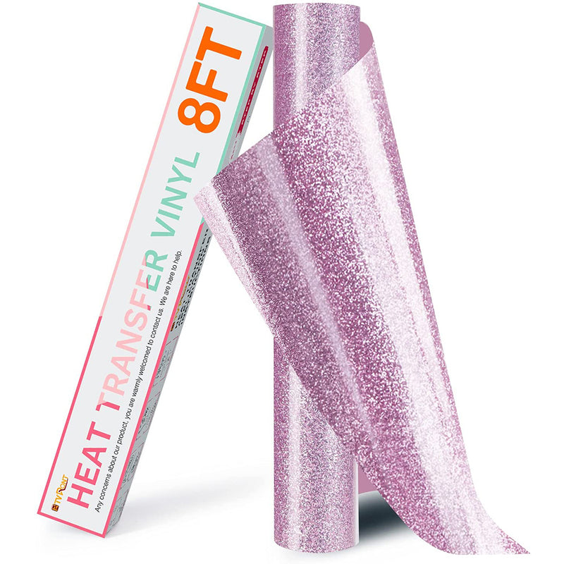 HTVRONT Glitter HTV Heat Transfer Vinyl Rolls - 10" x 8ft Glitter HTV Vinyl for Shirts, Glitter Iron on Vinyl