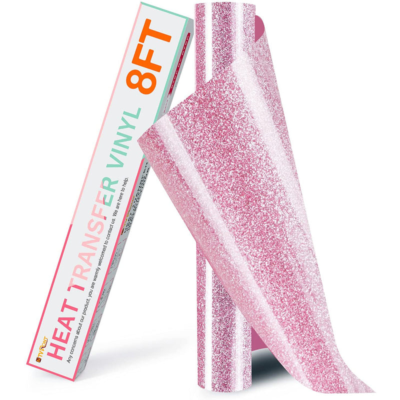HTVRONT Glitter HTV Heat Transfer Vinyl Rolls - 10" x 8ft Glitter HTV Vinyl for Shirts, Glitter Iron on Vinyl