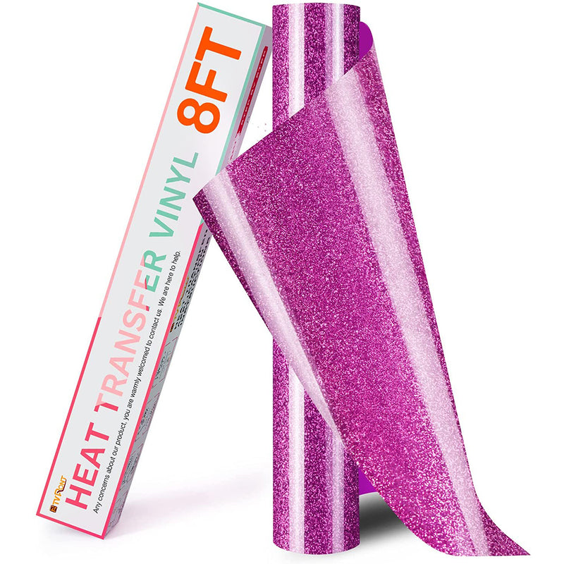 HTVRONT Glitter HTV Heat Transfer Vinyl Rolls - 10" x 8ft Glitter HTV Vinyl for Shirts, Glitter Iron on Vinyl