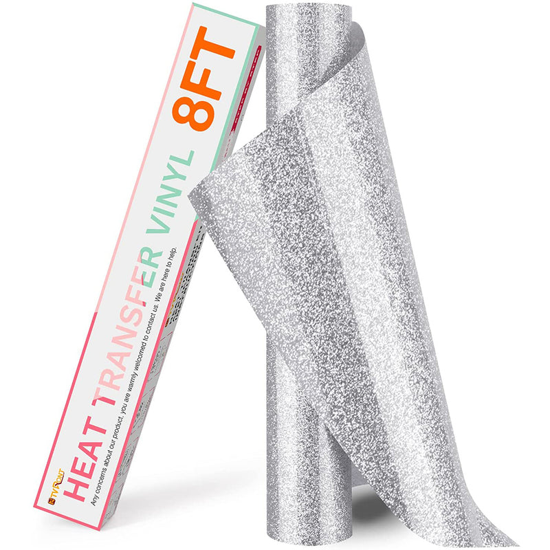 HTVRONT Glitter HTV Heat Transfer Vinyl Rolls - 10" x 8ft Glitter HTV Vinyl for Shirts, Glitter Iron on Vinyl