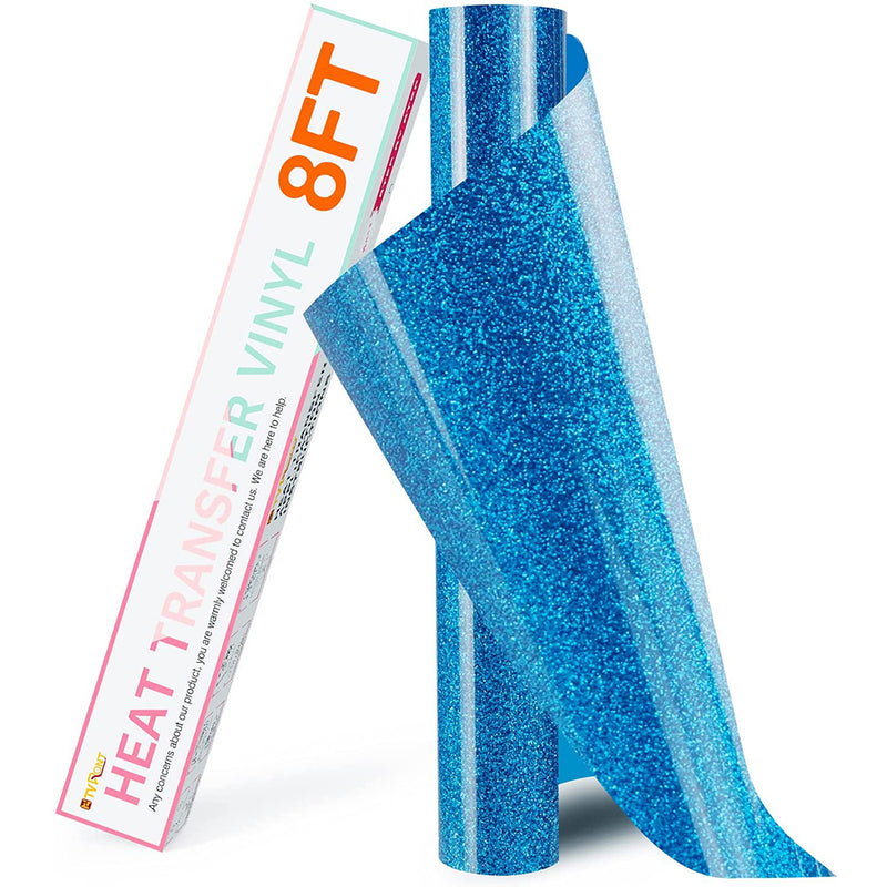 HTVRONT Glitter HTV Heat Transfer Vinyl Rolls - 10" x 8ft Glitter HTV Vinyl for Shirts, Glitter Iron on Vinyl