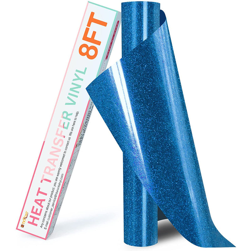 HTVRONT Glitter HTV Heat Transfer Vinyl Rolls - 10" x 8ft Glitter HTV Vinyl for Shirts, Glitter Iron on Vinyl