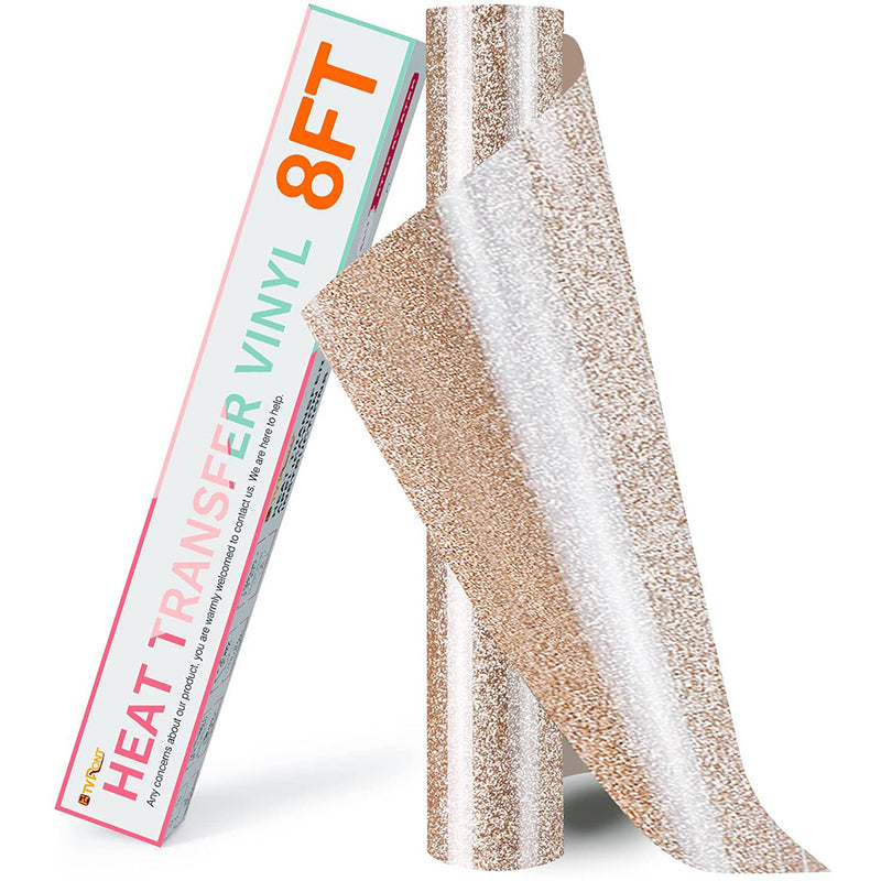 HTVRONT Glitter HTV Heat Transfer Vinyl Rolls - 10" x 8ft Glitter HTV Vinyl for Shirts, Glitter Iron on Vinyl