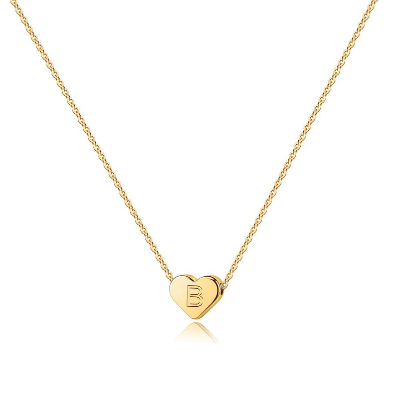 Turandoss Heart Initial Necklaces- 14K Gold Filled Heart Pendant Letter Alphabet Necklace