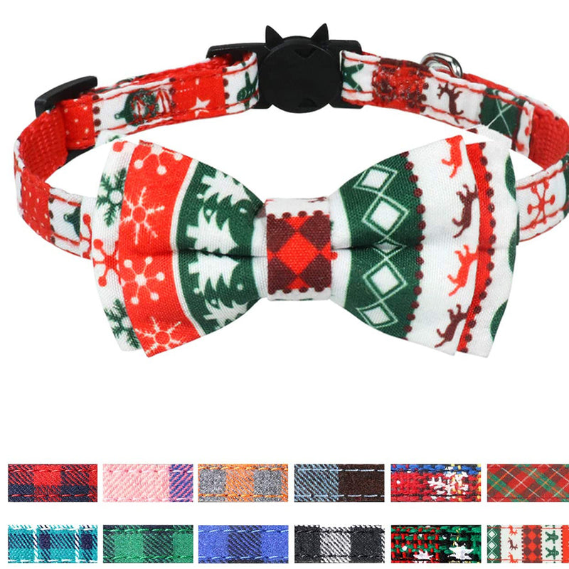 Joytale Breakaway Cat Collar with Bow Tie and Bell, Cute Plaid Patterns, 1or 2 Pack