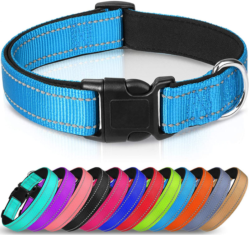JOYTALE Reflective, Adjustable Dog Collar,12 Colors,Padded Breathable Nylon