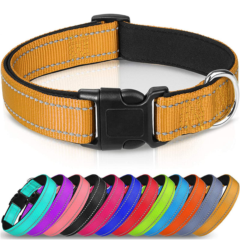 JOYTALE Reflective, Adjustable Dog Collar,12 Colors,Padded Breathable Nylon