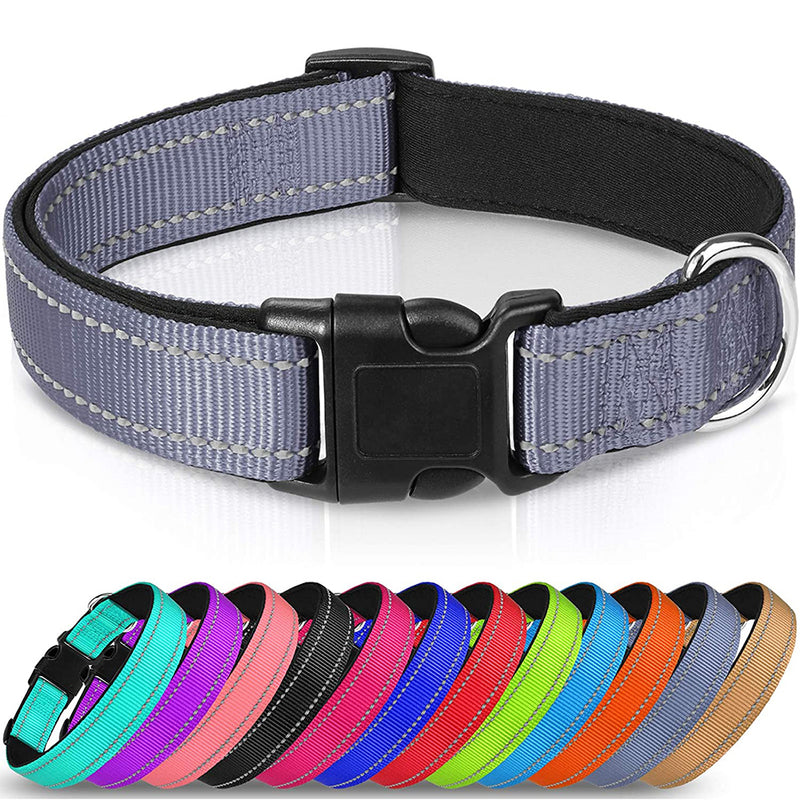 JOYTALE Reflective, Adjustable Dog Collar,12 Colors,Padded Breathable Nylon