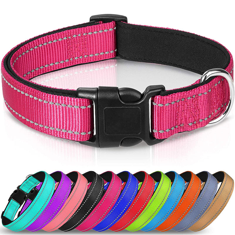 JOYTALE Reflective, Adjustable Dog Collar,12 Colors,Padded Breathable Nylon