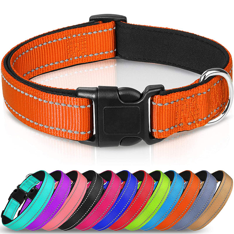 JOYTALE Reflective, Adjustable Dog Collar,12 Colors,Padded Breathable Nylon