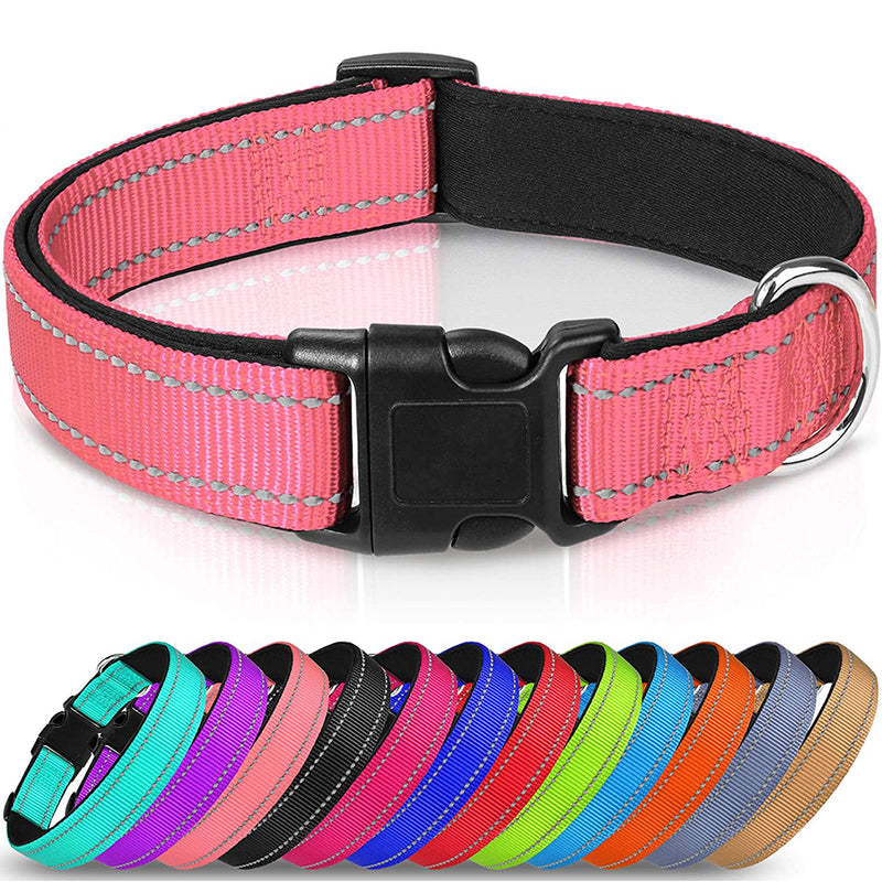 JOYTALE Reflective, Adjustable Dog Collar,12 Colors,Padded Breathable Nylon