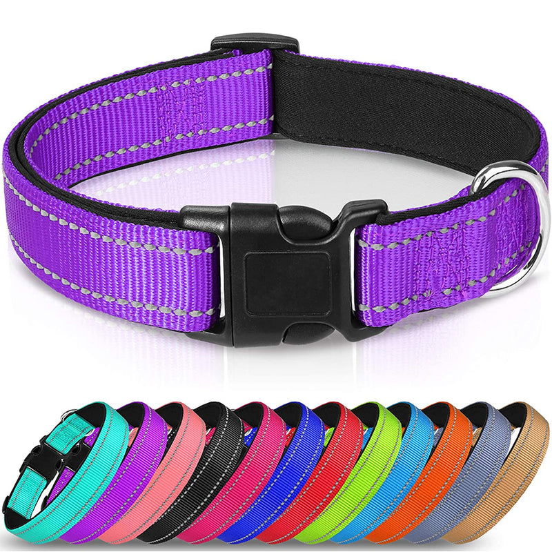JOYTALE Reflective, Adjustable Dog Collar,12 Colors,Padded Breathable Nylon