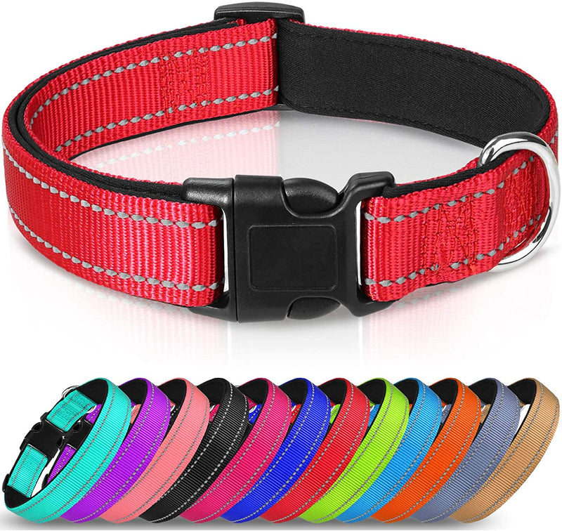 JOYTALE Reflective, Adjustable Dog Collar,12 Colors,Padded Breathable Nylon