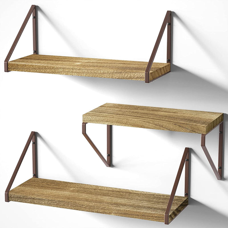 Love-KANKEI Floating Shelves Rustic Shelves Wall Mounted Set of 3 Wall Storage Shelves