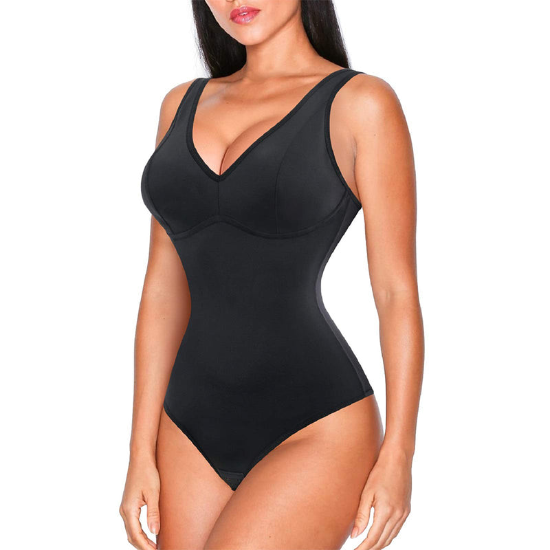 Nebility Women Waist Trainer Shapewear Slim Body Shaper Sexy Deep V Neck Thong Bodysuit