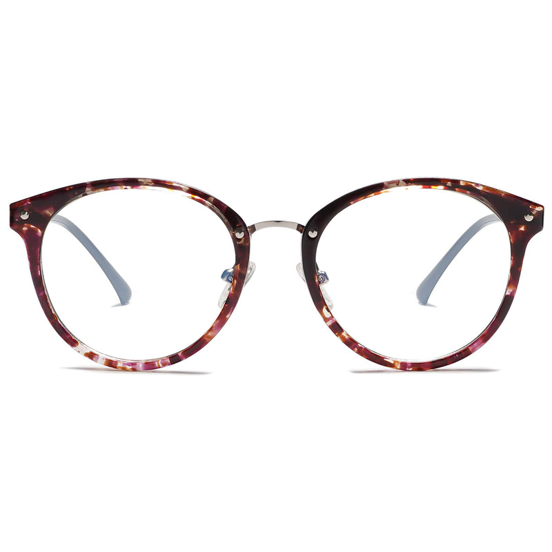 SOJOS Retro Big Round Blue Light Computer Glasses TR90 Eyewear Frame Ashley SJ9001