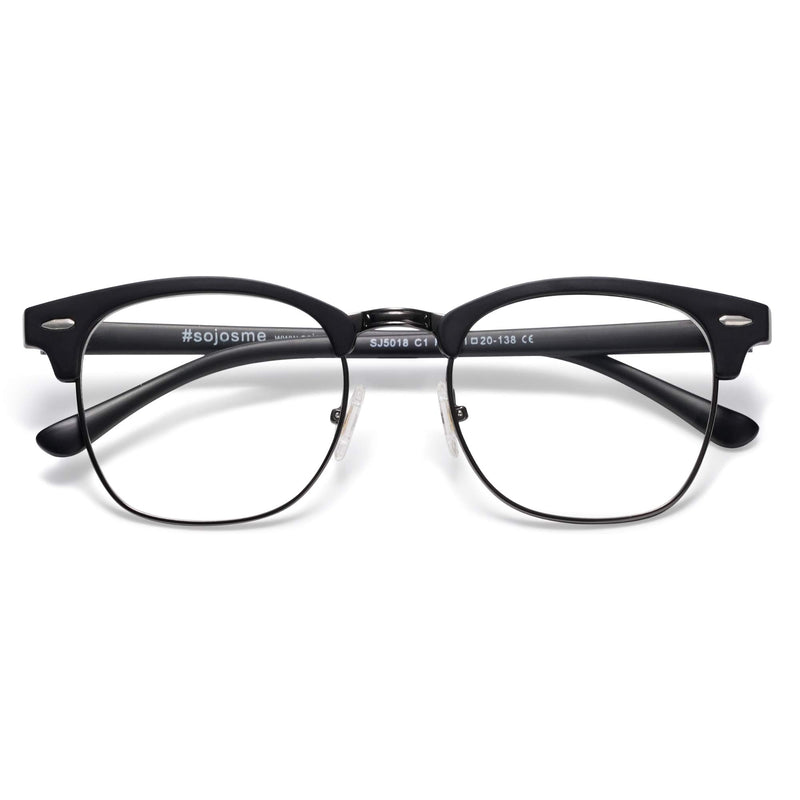 SOJOS Retro Semi Rimless Blue Light Blocking Glasses Half Horn Rimmed Eyeglasses SJ5018