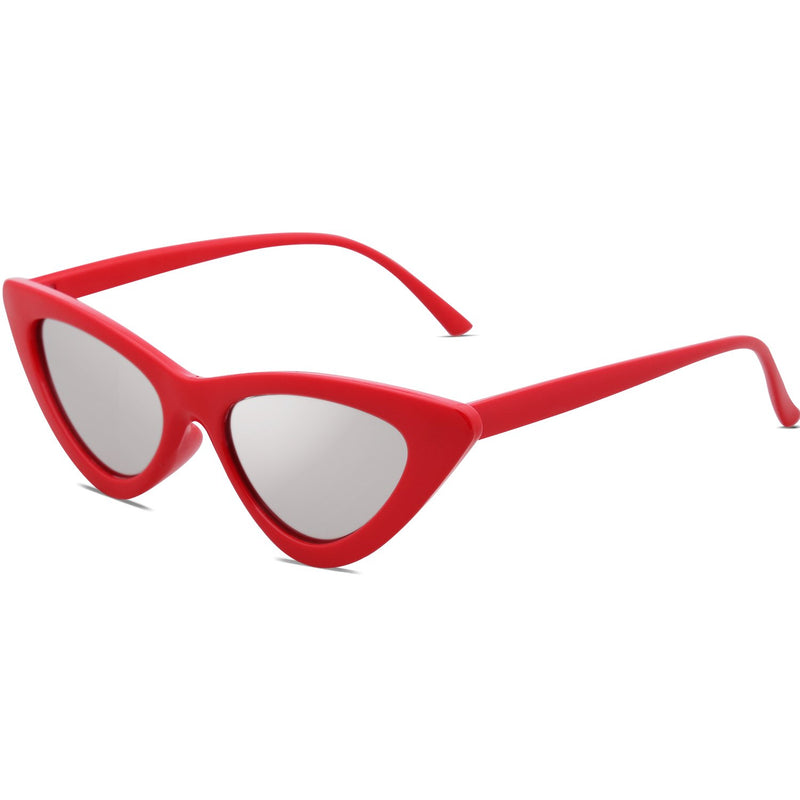 SOJOS Retro Vintage Narrow Cat Eye Sunglasses for Women Clout Goggles Plastic Frame Cardi B SJ2044