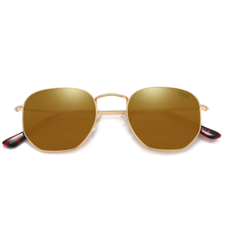 SOJOS Small Square Polarized Sunglasses for Men and Women Polygon Mirrored Lens SJ1072