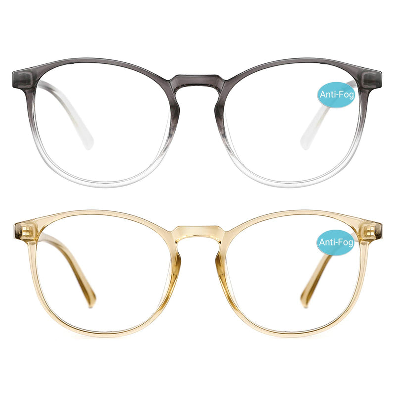 TIJN Blue Light Glasses for Women 2 Pack Anti Fog Round Clear Computer Glasses