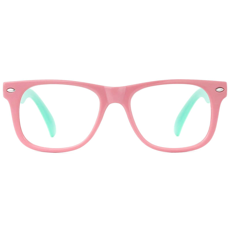 TIJN Kids Blue Light Glasses Girls Boys Clear Square Frame Toddler Gaming Computer Blue Light Glasses Fake Eyeglasses Age 3-8