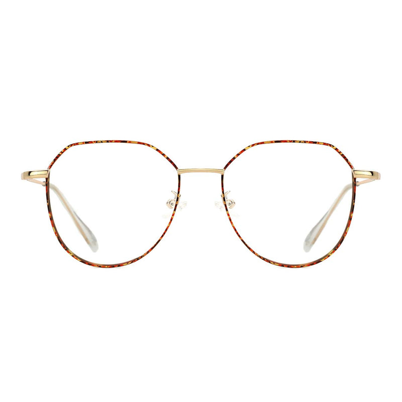 TIJN Stylish Blue Light Glasses Irregular Metal Frame Non-prescription Round Screen Glasses Anti Eyestrain