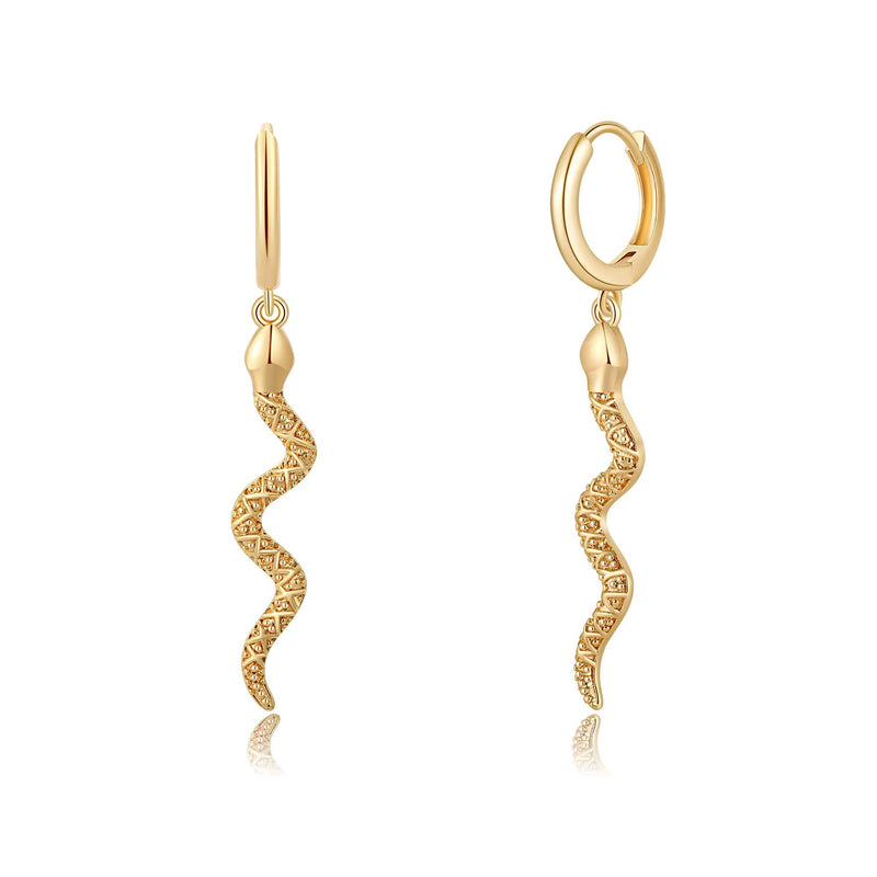 Turandoss S925 Sterling Silver Post Huggie Hoop Earrings,14K Gold Plated Dangle