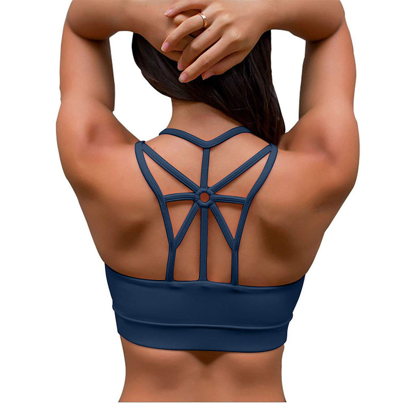 YIANNA Sports Bras Cross Back Padded Sports Bra Medium Support Workout Yoga Bra