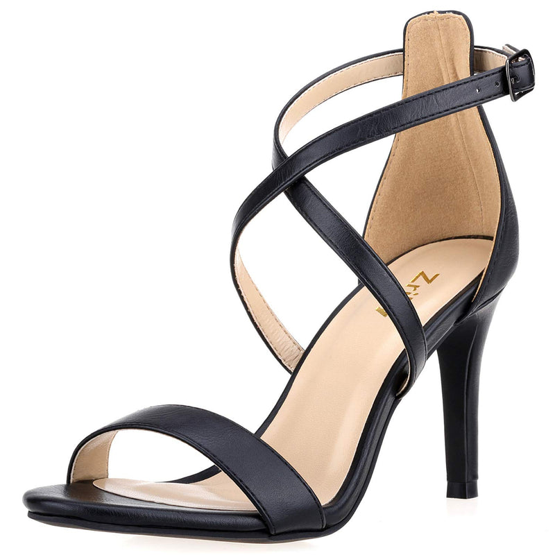 ZriEy Women Heeled Sandals Cross Ankle Strap Sandals Open Toe Strappy High Heels