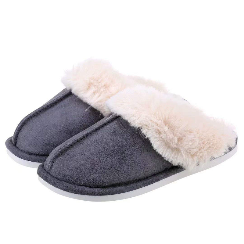 ZriEy Womens Suede Comfy Slippers Memory Foam Fluffy Warm Non-Slip Shoes