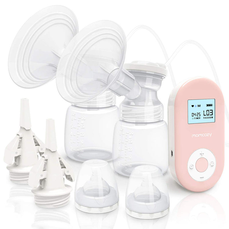 Momcozy Electric Breast Pump Portable Pain-Free Rechargable, Strong Suction Power, Timer and Memory Function