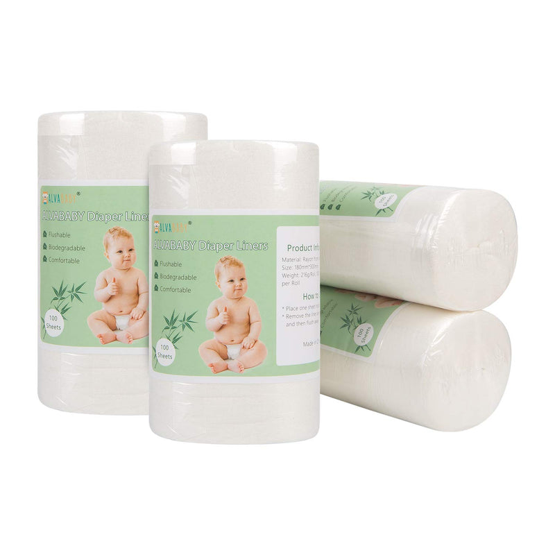 ALVABABY Disposable Flushable Liners for Cloth Diaper, Biodegradable Bamboo Compostable