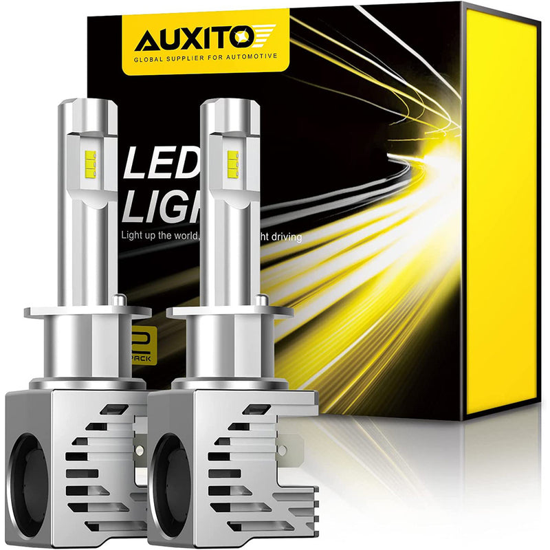 AUXITO H1 LED Headlight Bulbs, 12000LM Per Set, 6500K Xenon White, Mini Size Wireless Headlight