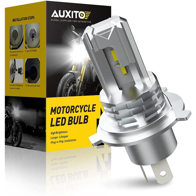 AUXITO H4 LED Headlight Bulb Motorcycle, 9003 HB2 LED Light 6000K White for High and Low Hi/Lo Beam