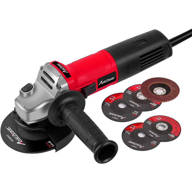 AVID POWER Angle Grinder 7.5-Amp 4-1/2 inch with 2 Grinding Wheels, 2 Cutting Wheels, Flap Disc