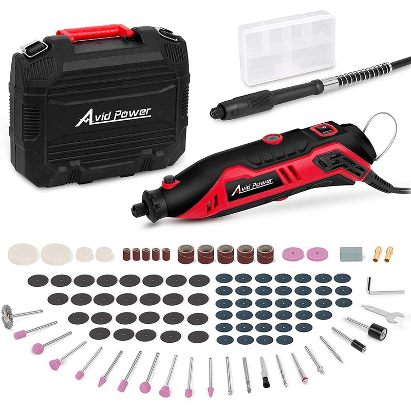 AVID POWER Rotary Tool Kit Variable Speed with Flex Shaft, 107pcs Accessories and Carrying Case